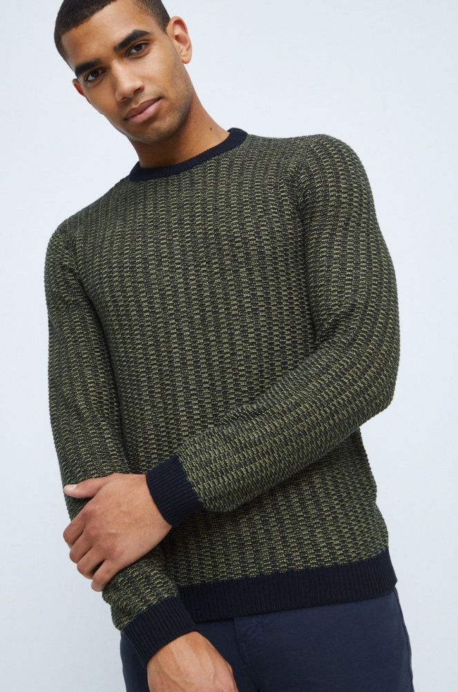 Бавовняний светер Medicine чоловічий колір зелений (2678650)