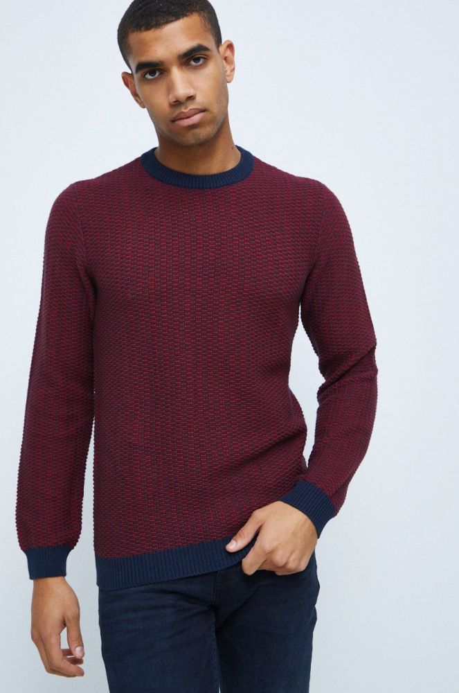 Бавовняний светер Medicine чоловічий колір бордовий (2678647)