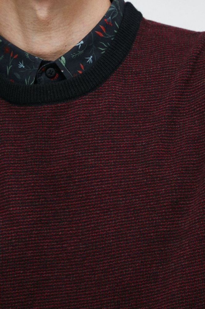 Светр з домішкою вовни Medicine чоловічий колір бордовий фото 6