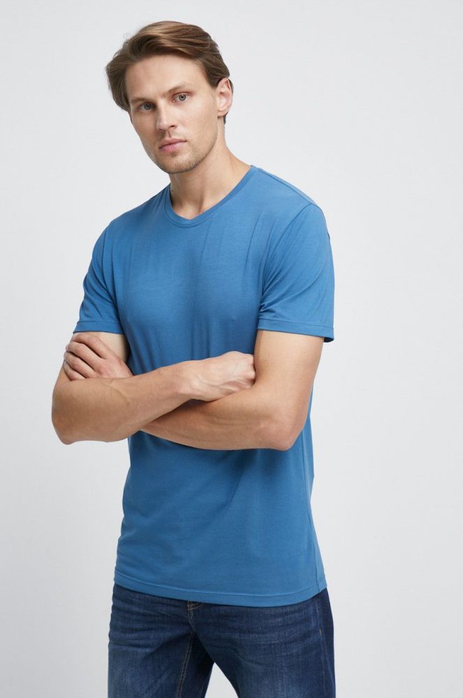 Бавовняна футболка Medicine однотонна колір блакитний