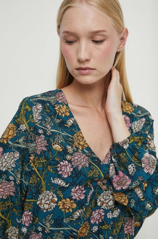 Блузка Medicine жіноча колір бірюзовий візерунок (3460198) фото 4