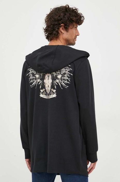 Бавовняна кофта Medicine чоловіча колір чорний з капюшоном з принтом (3456671)