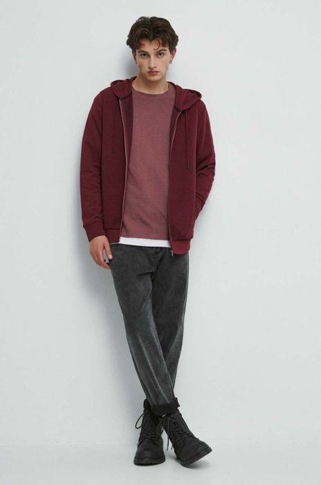 Кофта Medicine чоловіча колір бордовий з капюшоном однотонна