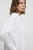 Сорочка з льону Medicine колір білий relaxed зі стійкою