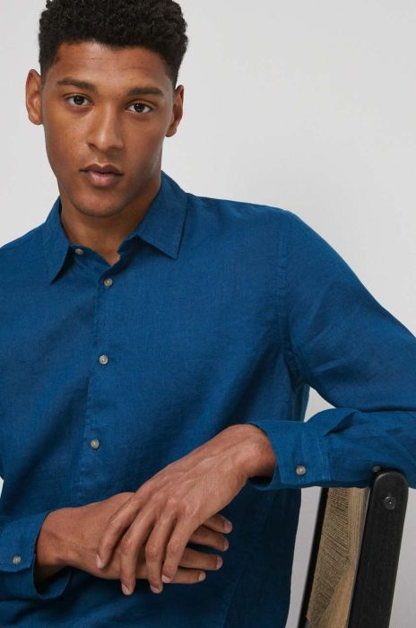 Сорочка з льону Medicine колір зелений regular класичний комір (3349674)