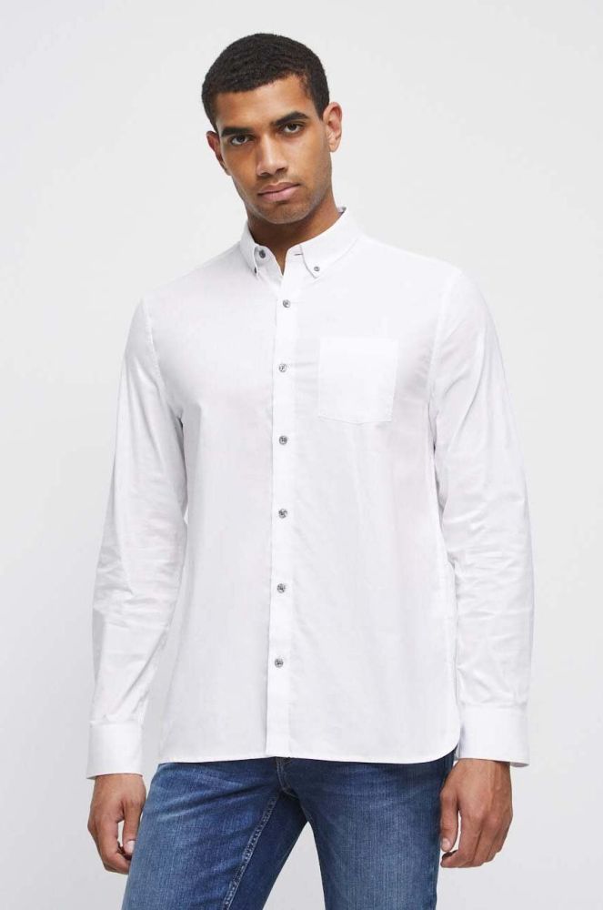Бавовняна сорочка Medicine чоловіча колір білий regular комір button-down