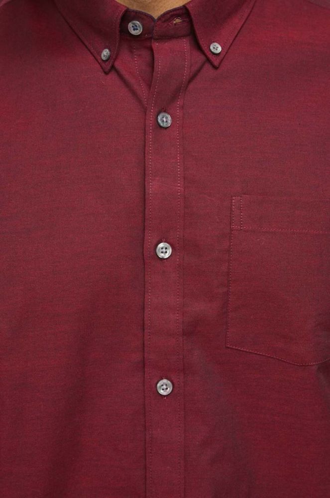 Бавовняна сорочка Medicine чоловіча колір бордовий regular комір button-down фото 2