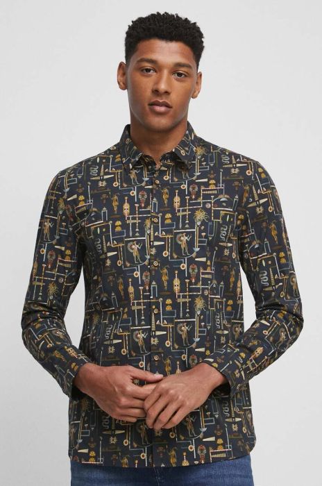 Сорочка Medicine чоловіча колір чорний slim класичний комір (3375889)