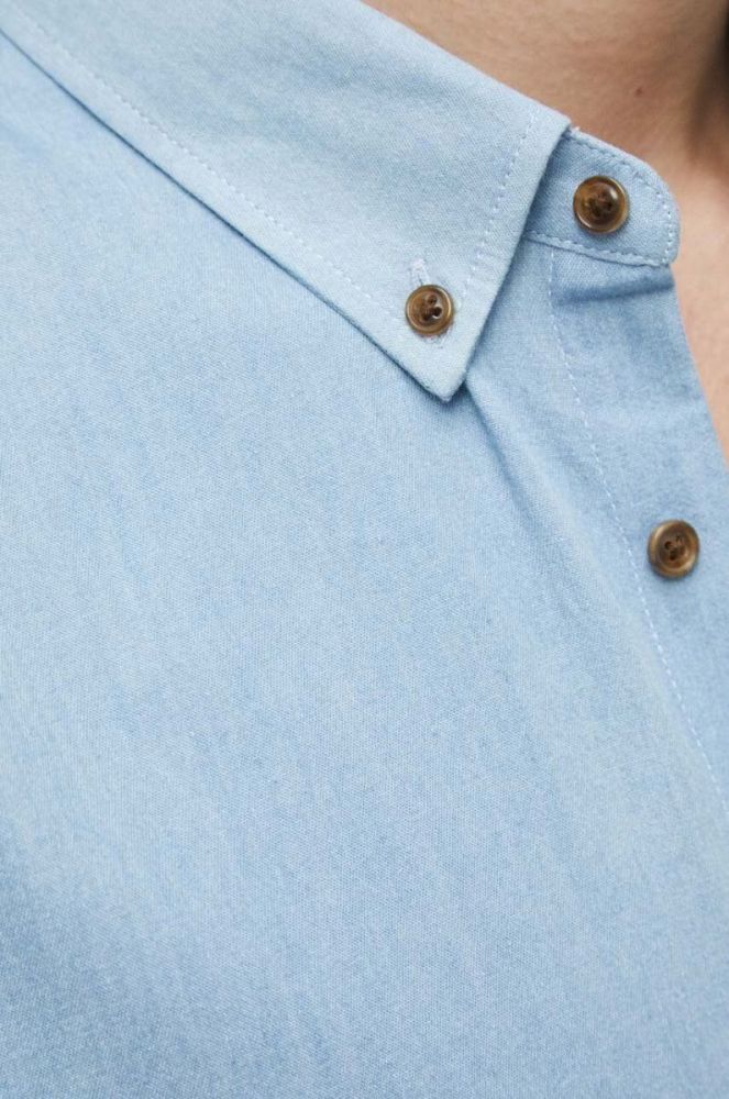 Бавовняна сорочка Medicine чоловіча regular комір button-down колір блакитний фото 2