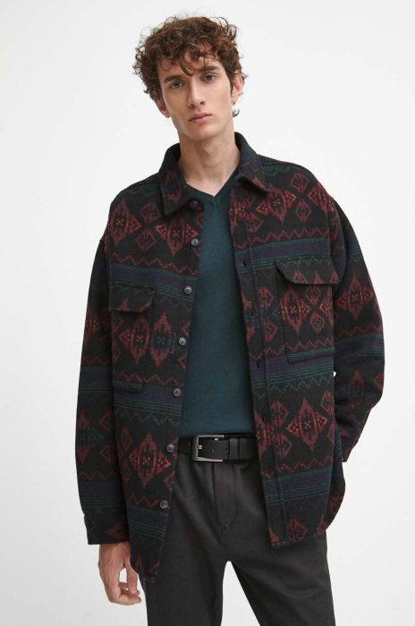 Сорочка з домішкою вовни Medicine relaxed класичний комір колір барвистий