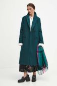 Пальто з домішкою вовни Medicine колір зелений перехідний двобортний
