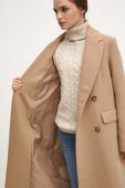 Пальто з домішкою вовни Medicine колір бежевий перехідний двобортний