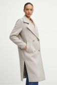 Вовняне пальто Medicine колір бежевий перехідний двобортний (3599278)