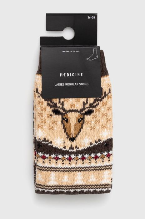 Бавовняні шкарпетки Medicine колір бежевий