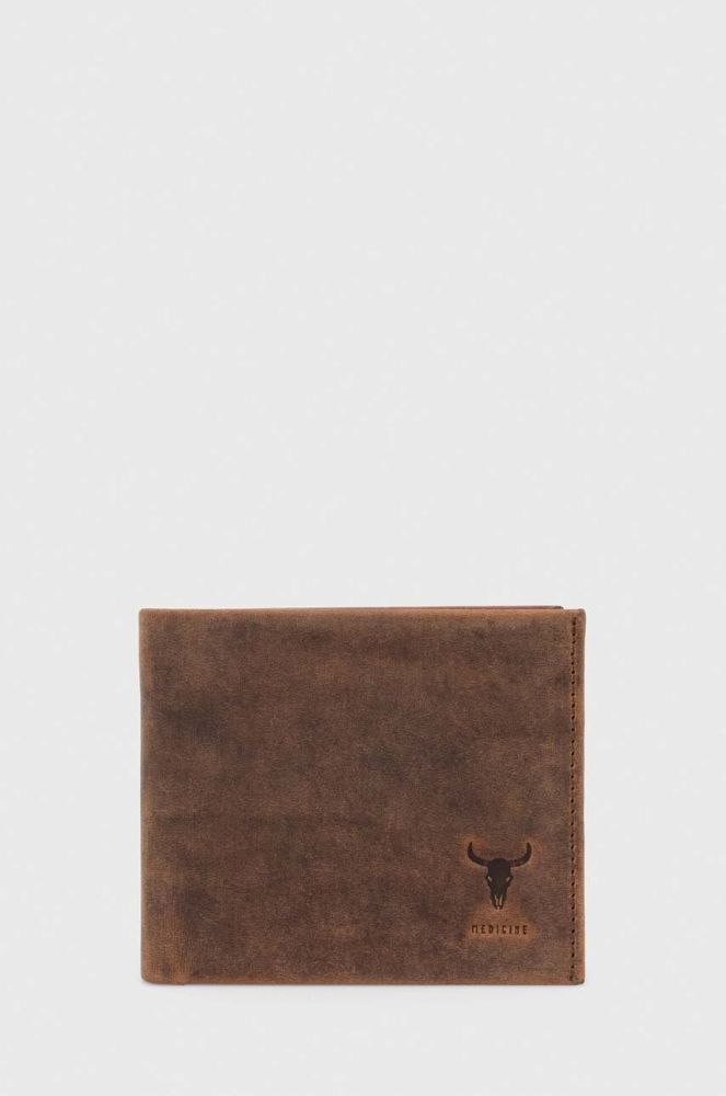 Шкіряний гаманець Medicine чоловічий колір коричневий (3680715)