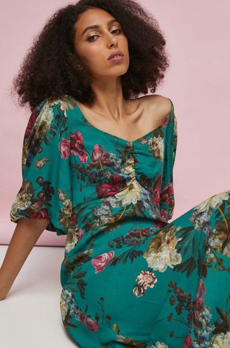 Сукня Medicine колір зелений midi розкльошена (3469586)