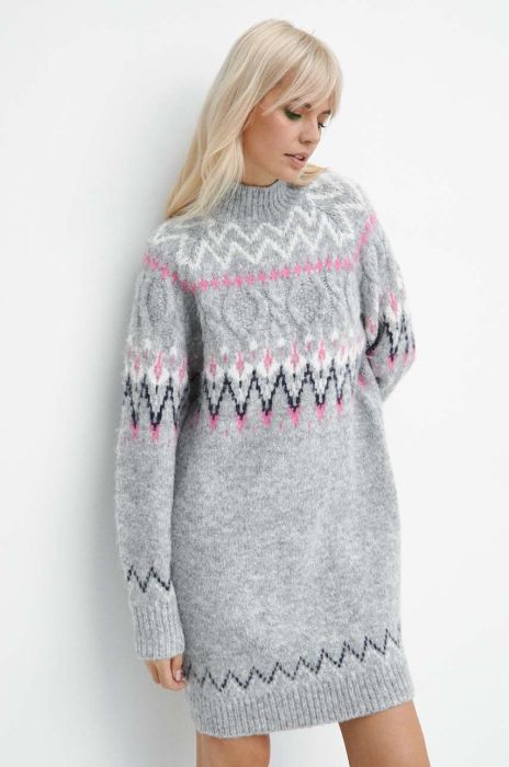 Сукня з домішкою вовни Medicine колір сірий midi пряма