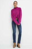 Светр з домішкою вовни Medicine жіночий колір рожевий теплий півгольф