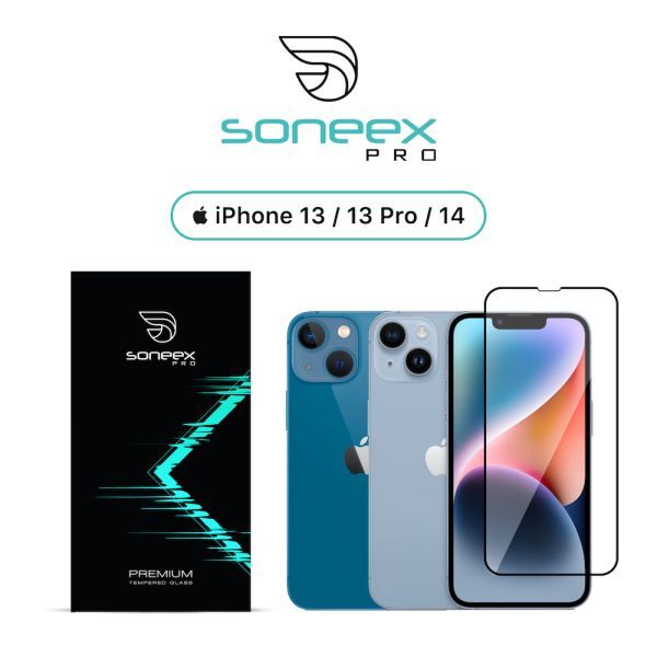 Захисне скло Soneex Pro 2.5D Full Silk Screen + Anti Static для iPhone 17e | 16e | 14 | 13 Pro | 13