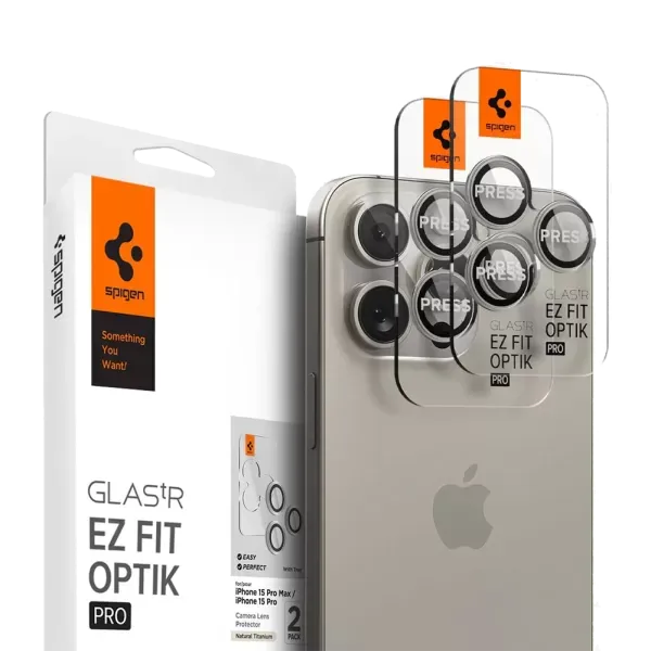 Захисне скло для камери Spigen Optik Pro Lens Protector Natural Titanium (2 шт.) для iPhone 17 | 16 | 15 | 14 Pro та 17 | 16 | 15 | 14 Pro Max (AGL07163)
