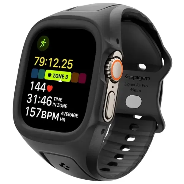 Чохол-ремінець Spigen Liquid Air Pro Black для Apple Watch 49mm Ultra 4 | 3 | 2 | 1 (ACS05463) фото 2