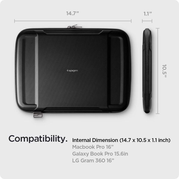 Чохол-сумка Spigen Rugged Armor Pro Pouch Black для MacBook Pro 16” M5 | M4 | M3 | M2 | M1 (2021-2026) | MacBook Air 15” M5 | M4 | M3 | M2 (2026 | 2025 | 2024 | 2023) (AFA04271) фото 3