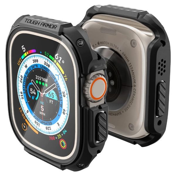 Захисний чохол зі склом Spigen Tough Armor Black для Apple Watch 49mm Ultra 4 | 3 | 2 | 1 (ACS05457)