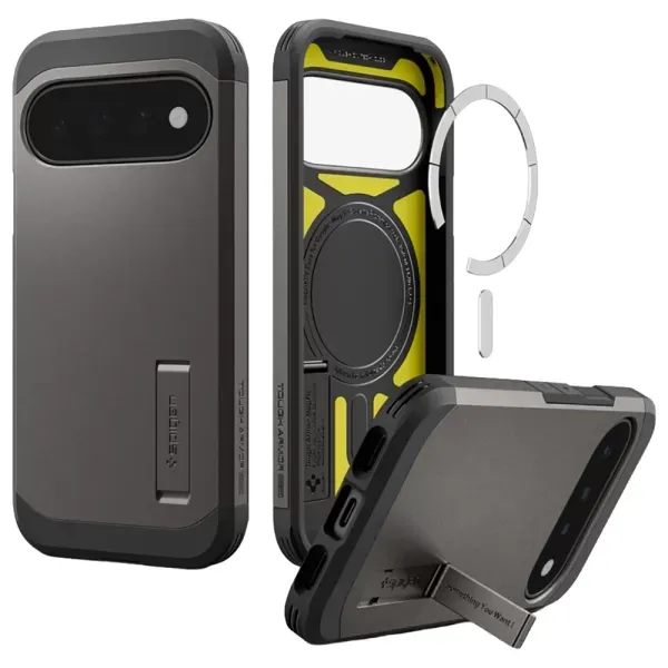 Протиударний чохол із підставкою Spigen Tough Armor MagSafe Gunmetal для Google Pixel 11 (ACS11855) фото 2