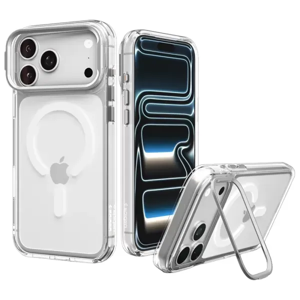 Прозорий чохол з підставкою Spigen Ultra Hybrid Optik S (Mag Fit) Clear Silver для iPhone 18 Pro Max | 17 Pro Max (ACS11908) фото 2