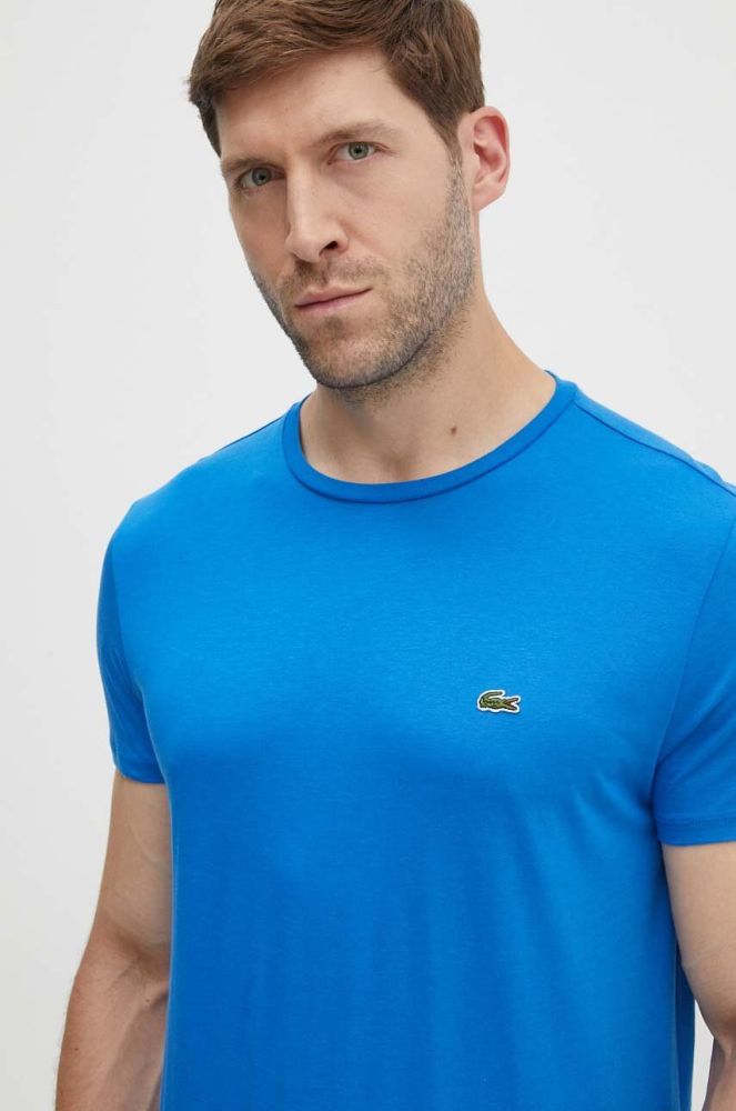 Бавовняна футболка Lacoste однотонний колір блакитний