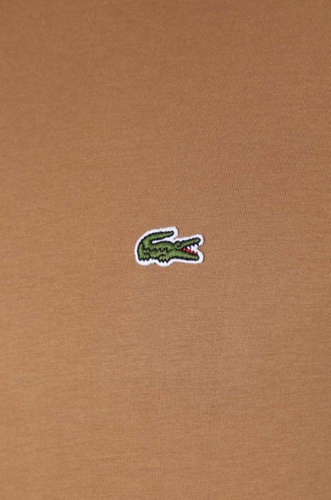 Бавовняна футболка Lacoste колір коричневий однотонний (3343612) фото 6