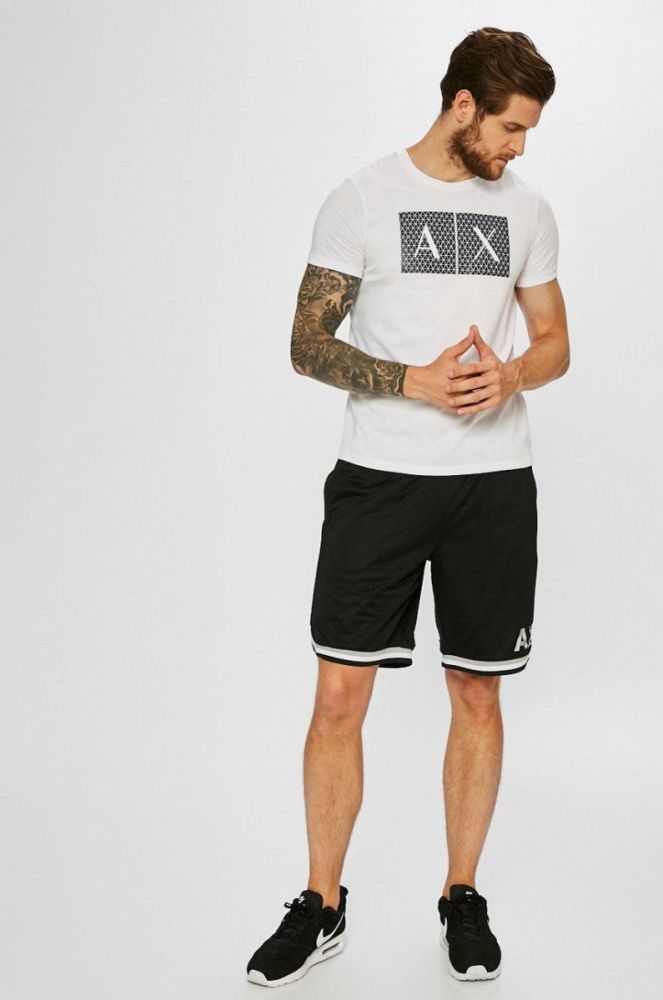 Бавовняна футболка Armani Exchange колір білий з принтом (155356) фото 2