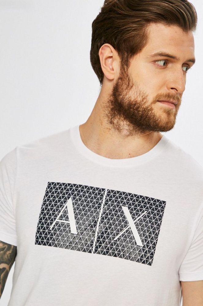 Бавовняна футболка Armani Exchange колір білий з принтом (155356) фото 4