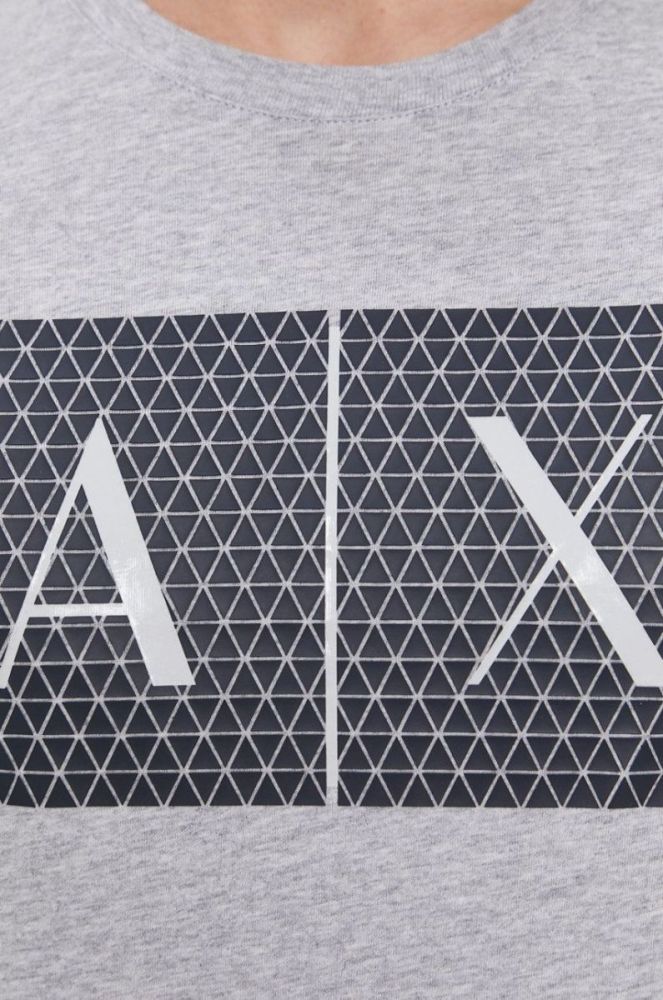 Бавовняна футболка Armani Exchange колір сірий з принтом фото 5