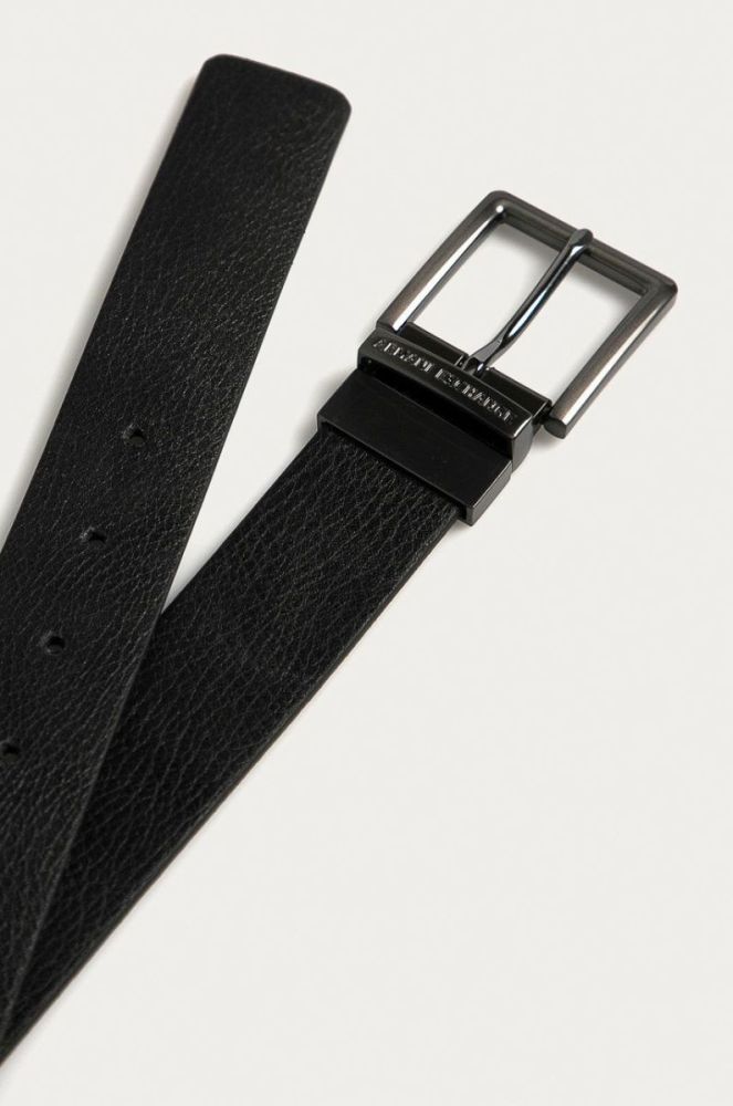Armani Exchange - Двосторонній шкіряний ремінь колір коричневий фото 2