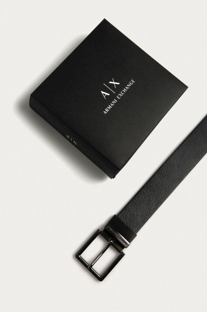 Armani Exchange - Двосторонній шкіряний ремінь колір коричневий фото 3