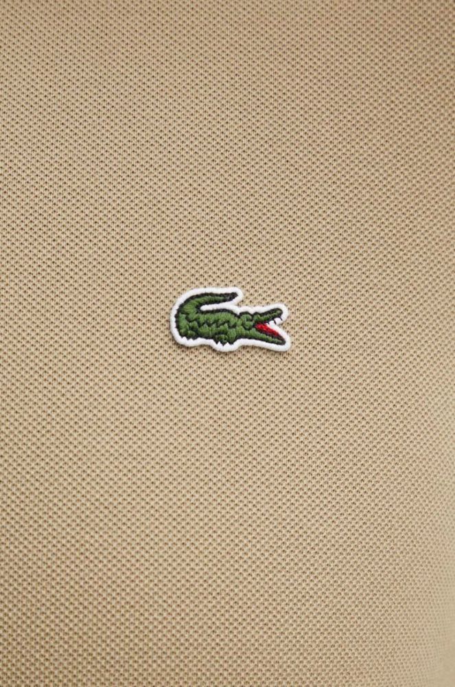 Бавовняне поло Lacoste колір бежевий однотонний PH4012-001 фото 5