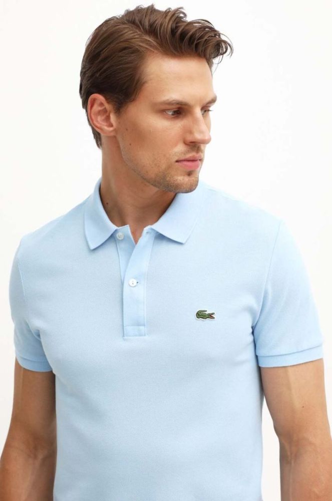 Бавовняне поло Lacoste однотонний PH4012-001 колір блакитний (3343634) фото 5
