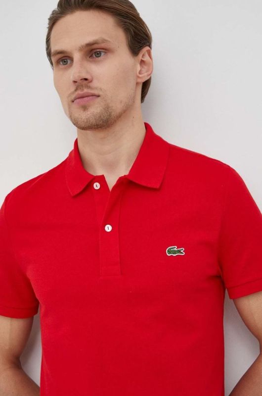 Бавовняне поло Lacoste колір червоний однотонний PH4012-001