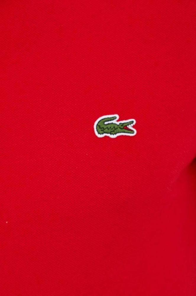 Бавовняне поло Lacoste колір червоний однотонний PH4012-001 фото 5