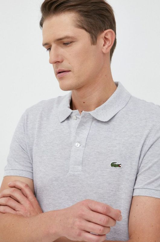 Бавовняне поло Lacoste колір сірий однотонний PH4012-001 (2677591)