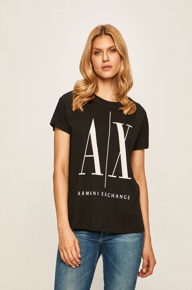 Armani Exchange Футболка колір чорний