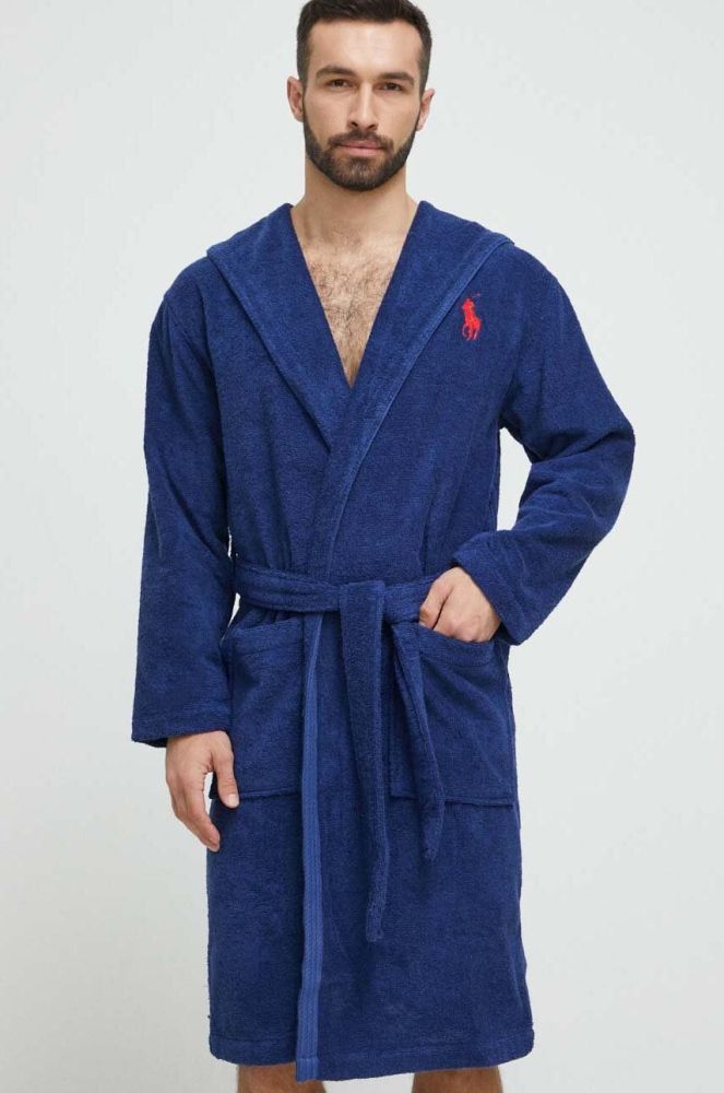 Бавовняний халат Polo Ralph Lauren колір синій (3253925)
