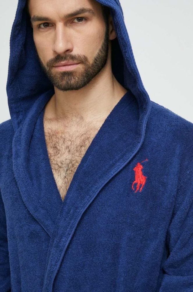 Бавовняний халат Polo Ralph Lauren колір синій (3253925) фото 4