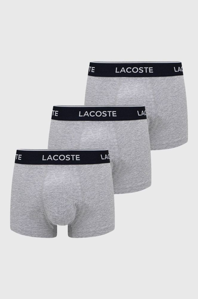 Боксери Lacoste (3-pack) чоловічі колір сірий 5H3389-NUA