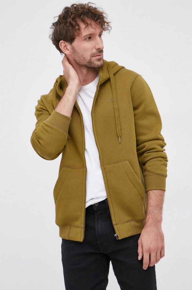 Кофта G-Star Raw чоловіча колір зелений гладка фото 2