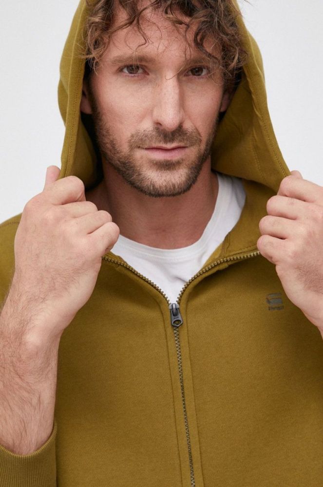 Кофта G-Star Raw чоловіча колір зелений гладка фото 4