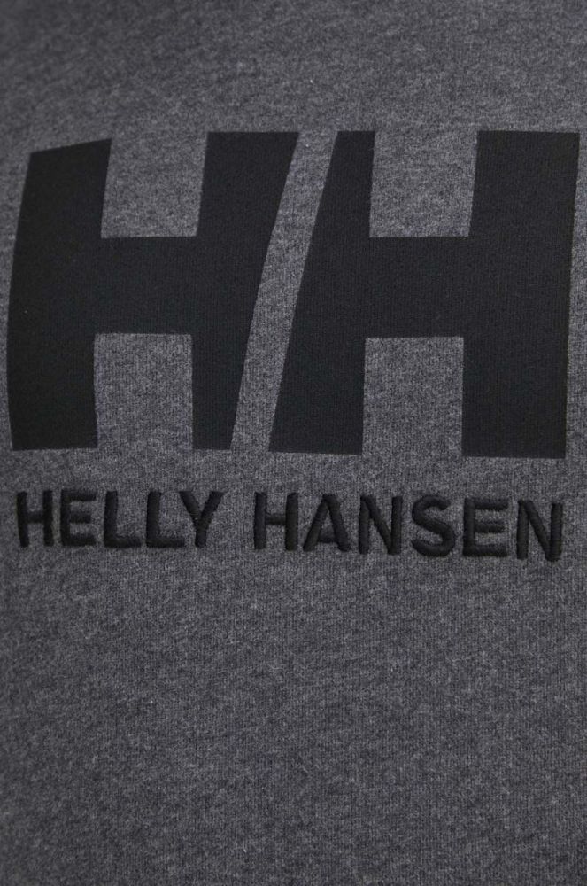 Бавовняна кофта Helly Hansen чоловіча колір сірий з капюшоном з аплікацією фото 5