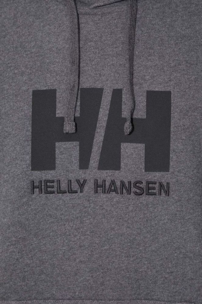 Бавовняна кофта Helly Hansen чоловіча колір сірий з капюшоном з аплікацією фото 6