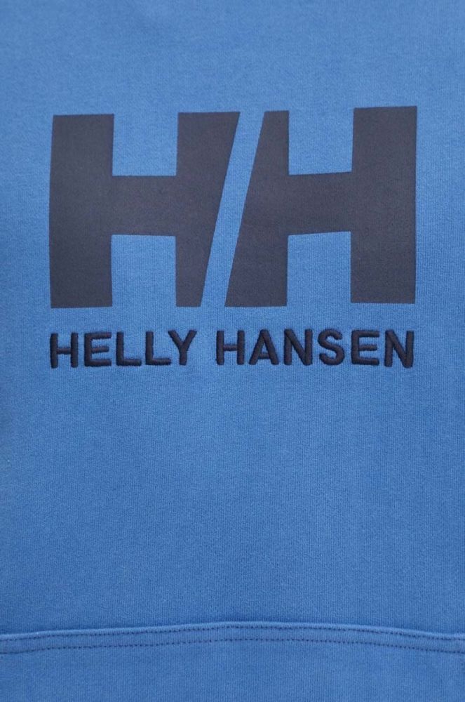 Бавовняна кофта Helly Hansen чоловіча з капюшоном з аплікацією колір блакитний фото 5